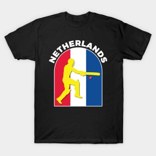 Netherlands Cricket Batsman Netherlands Flag T-Shirt